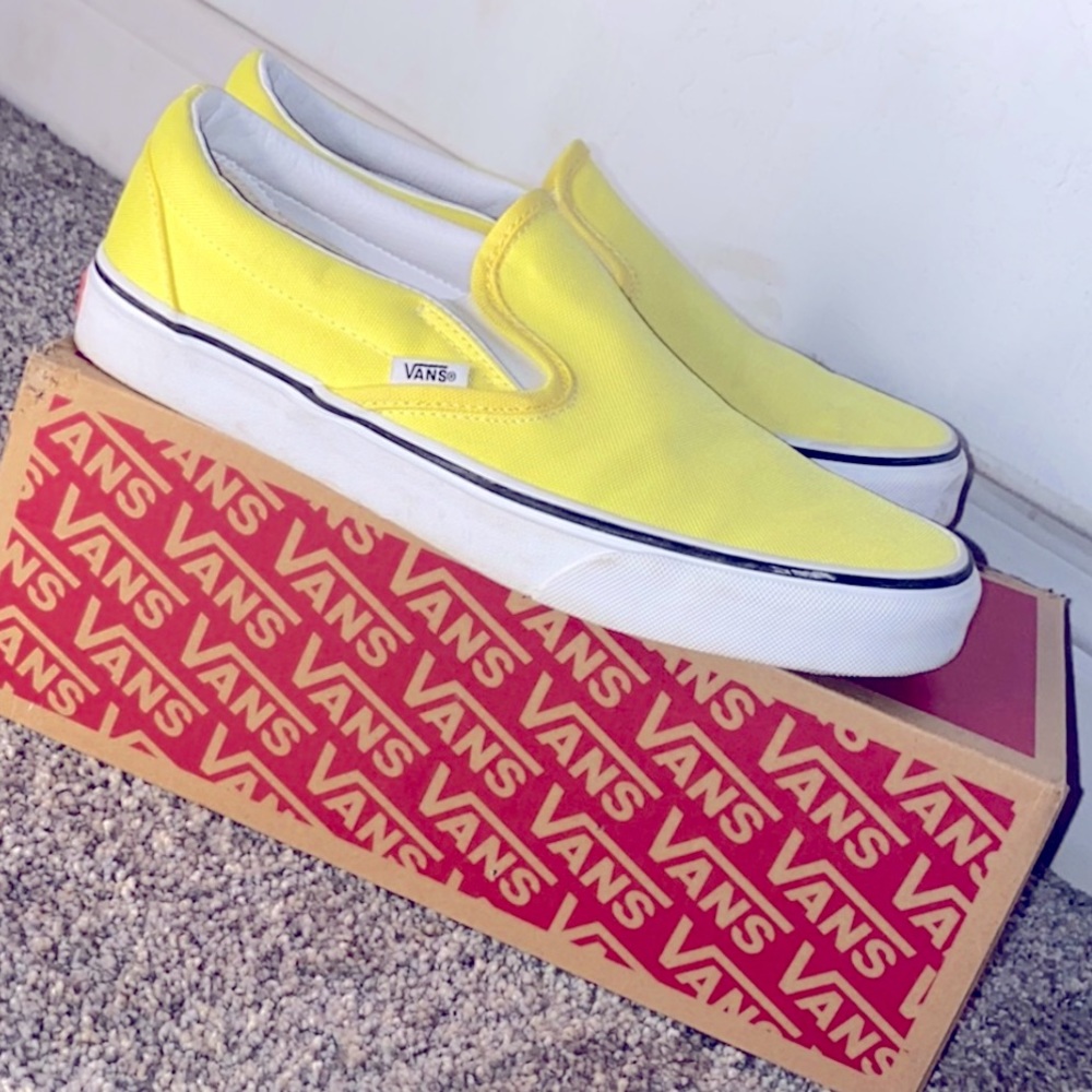 Classic slip on neon lemon yellow vans